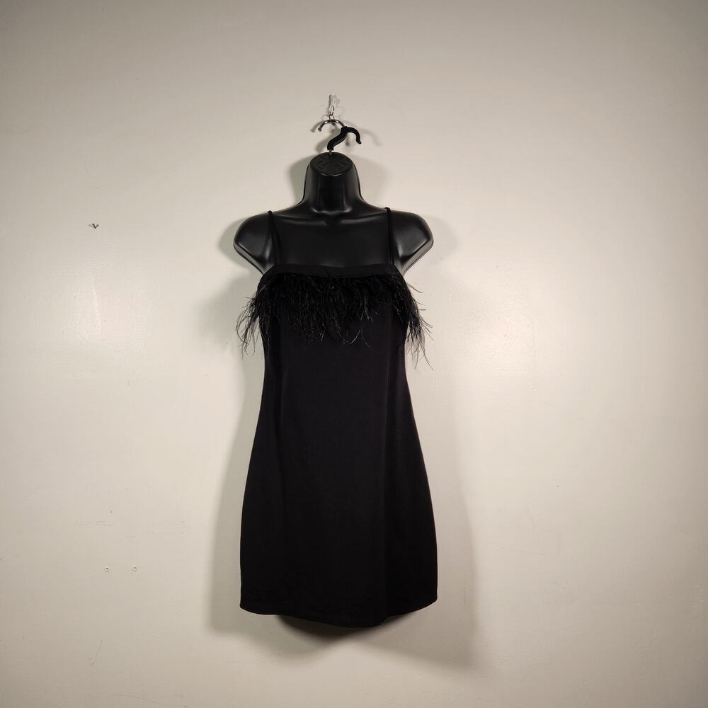 WILD FABLE Knit Mini Dress Womens M Black Feather‎ Stretch Cocktail Goth Witchy